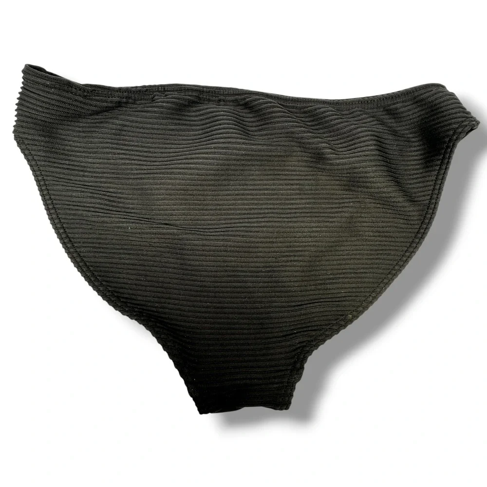 Abercrombie Kids‎ Girls Black Ribbed Bikini Swim Bottom Size 11/12 A&F Logo